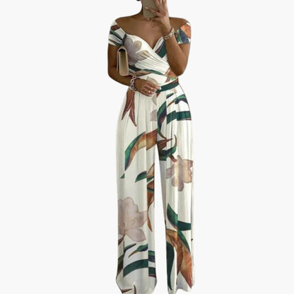 Francesca | Women’s Off Shoulder Floral Print Wide-Leg Jumpsuit