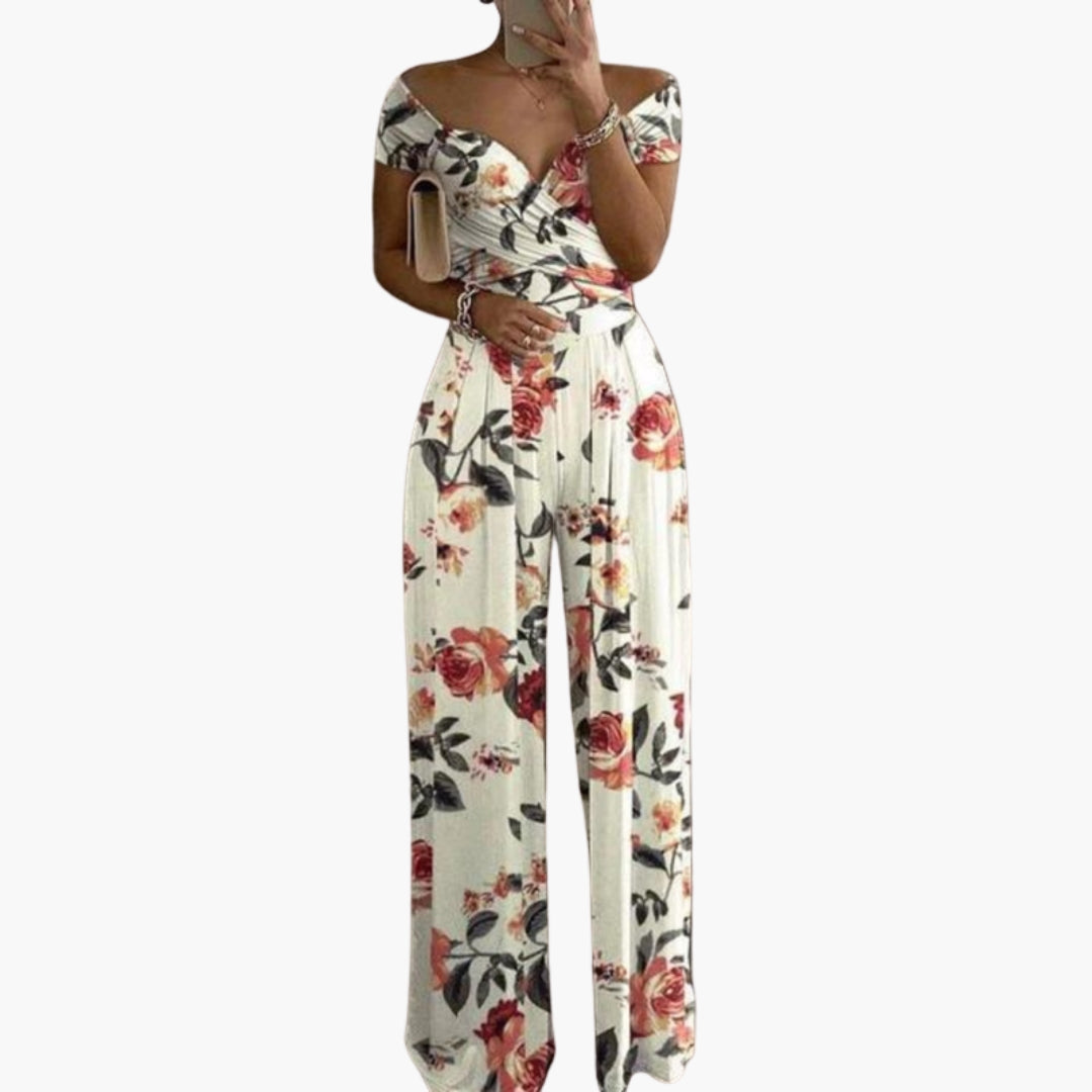 Francesca | Women’s Off Shoulder Floral Print Wide-Leg Jumpsuit