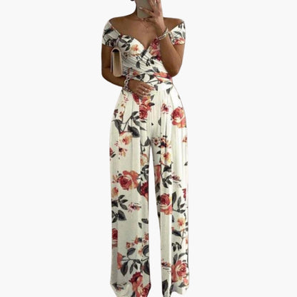 Francesca | Women’s Off Shoulder Floral Print Wide-Leg Jumpsuit