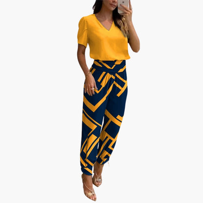 Monica | Women’s Short Sleeve V-Neck Jogger Leg Jumpsuit