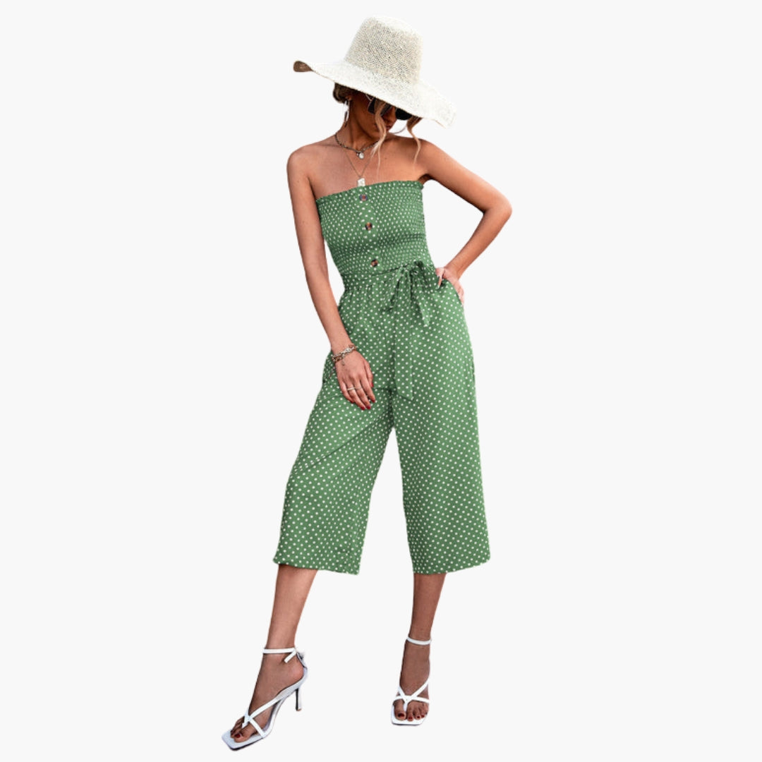 Waverly | Women’s Strapless Bandeau Tie-Waist Wide-Leg Jumpsuit