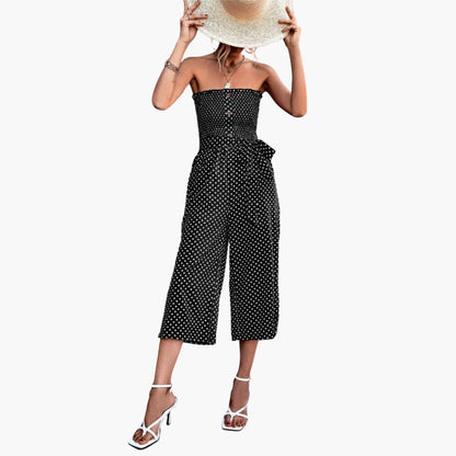 Waverly | Women’s Strapless Bandeau Tie-Waist Wide-Leg Jumpsuit