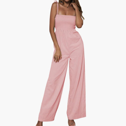 Arielle | Women’s Sleeveless Smocked Bodice Wide-Leg Jumpsuit