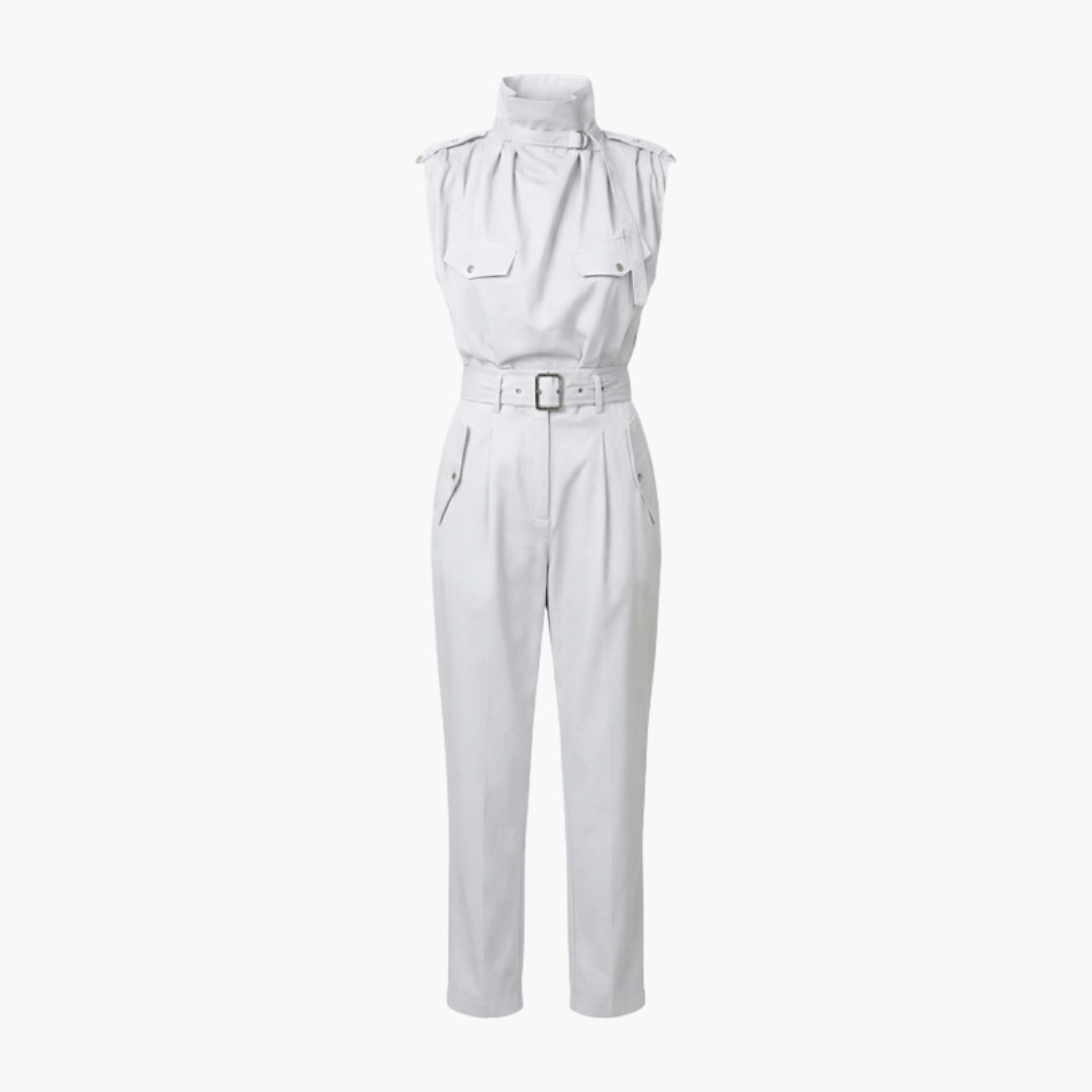 Sutton | Women’s Sleeveless High Neck Belted Utility Jumpsuit