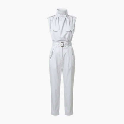 Sutton | Women’s Sleeveless High Neck Belted Utility Jumpsuit