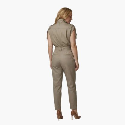 Sutton | Women’s Sleeveless High Neck Belted Utility Jumpsuit