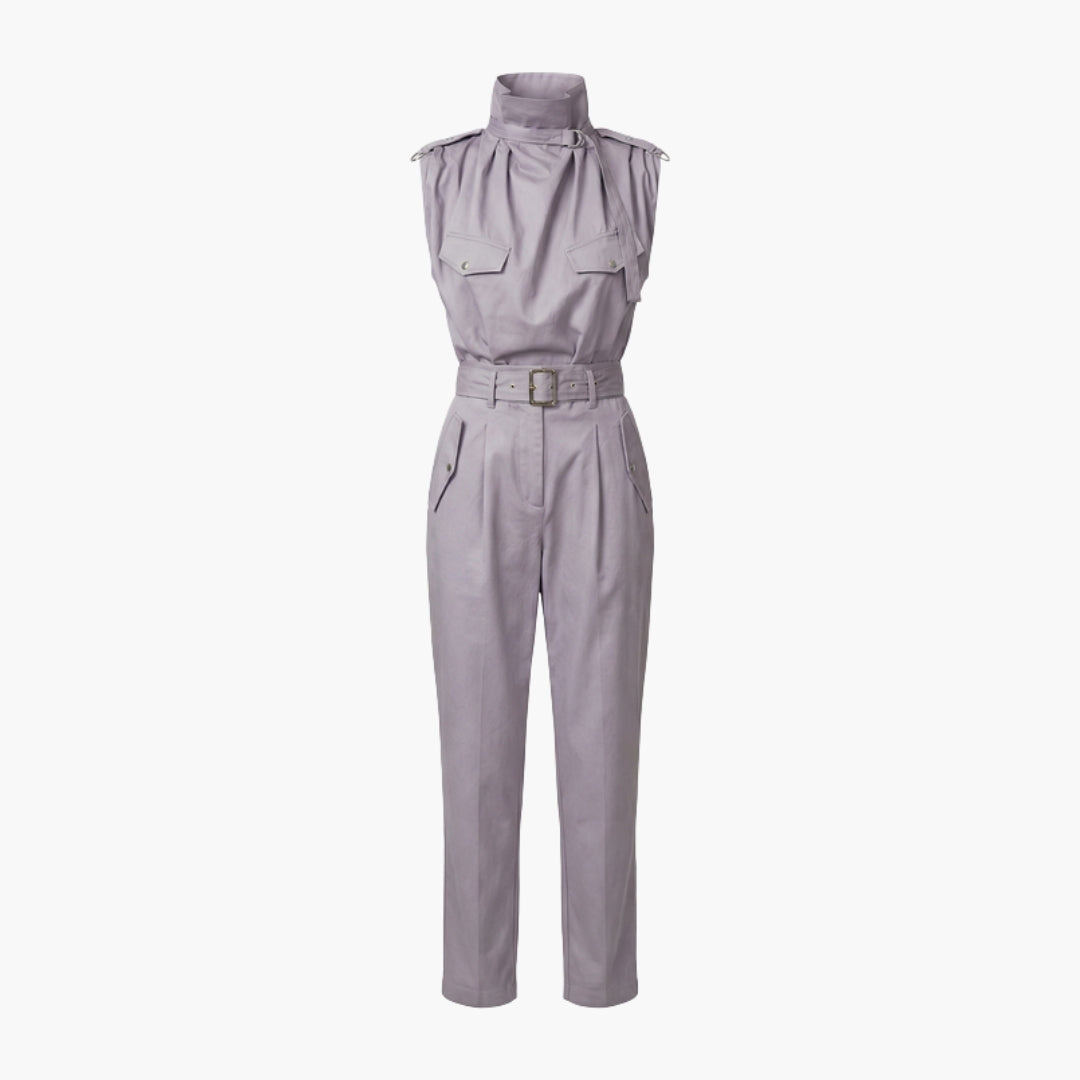 Sutton | Women’s Sleeveless High Neck Belted Utility Jumpsuit