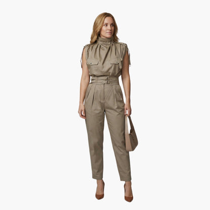 Sutton | Women’s Sleeveless High Neck Belted Utility Jumpsuit