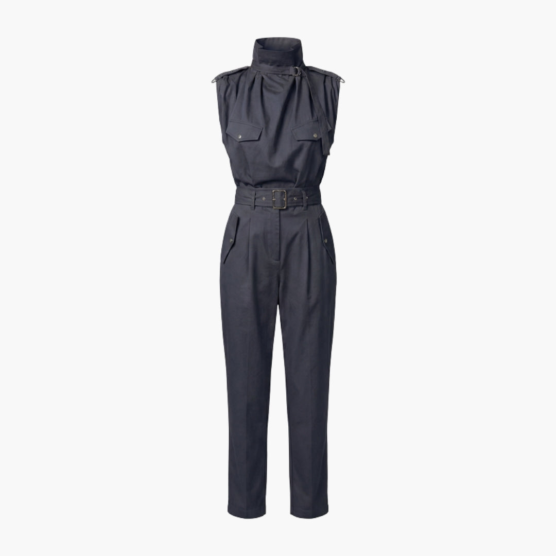 Sutton | Women’s Sleeveless High Neck Belted Utility Jumpsuit