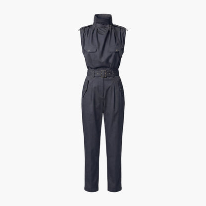 Sutton | Women’s Sleeveless High Neck Belted Utility Jumpsuit