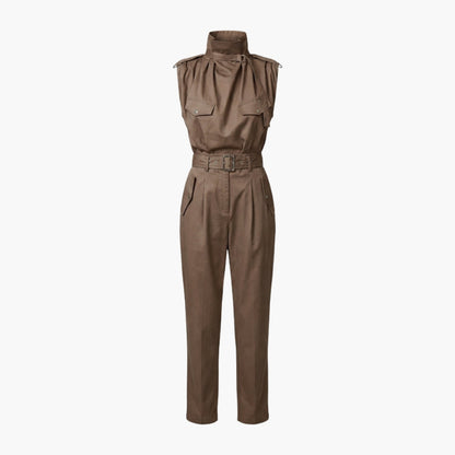 Sutton | Women’s Sleeveless High Neck Belted Utility Jumpsuit