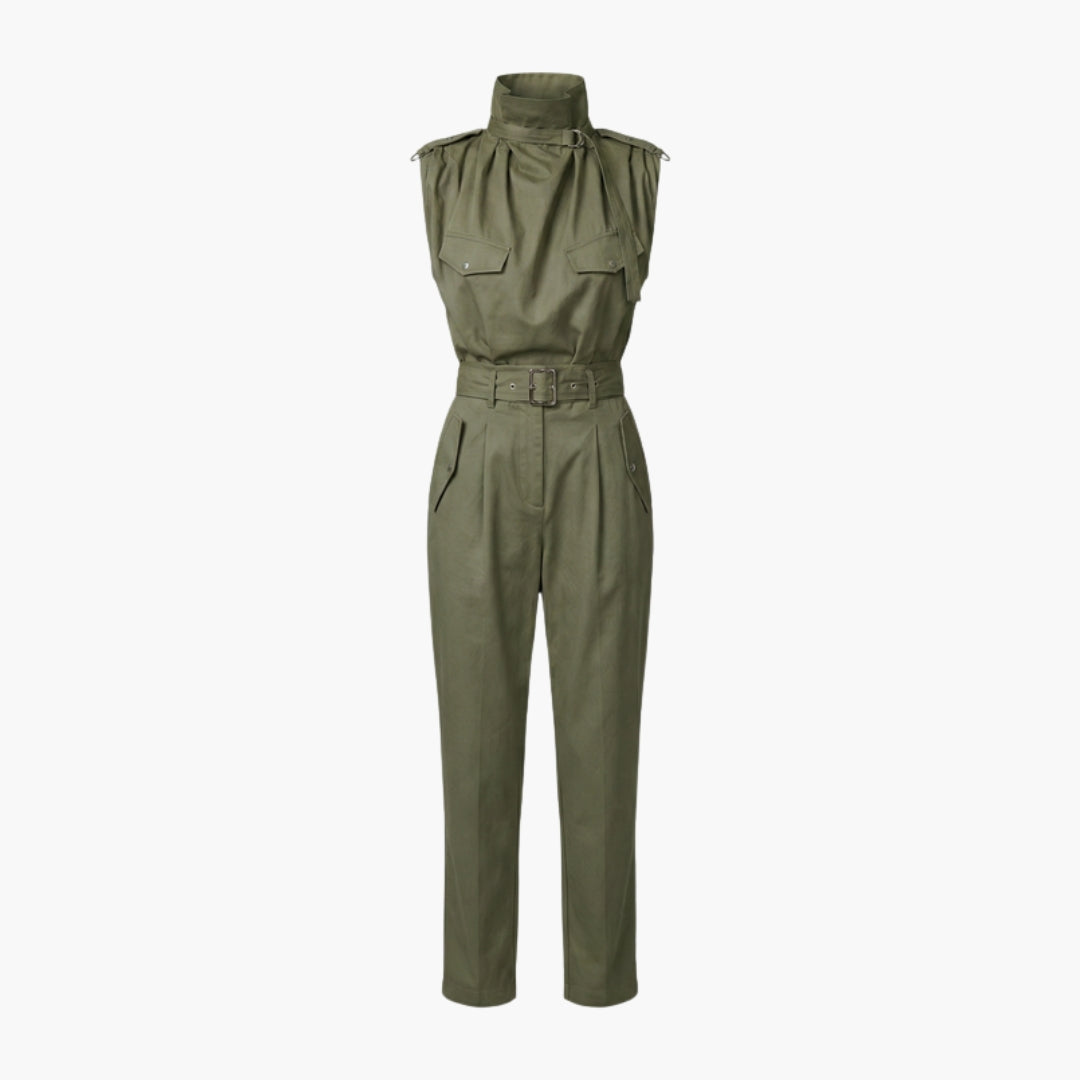 Sutton | Women’s Sleeveless High Neck Belted Utility Jumpsuit