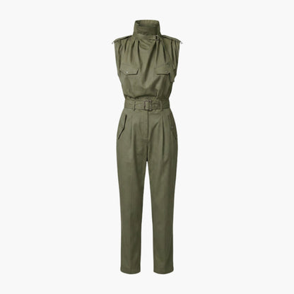 Sutton | Women’s Sleeveless High Neck Belted Utility Jumpsuit