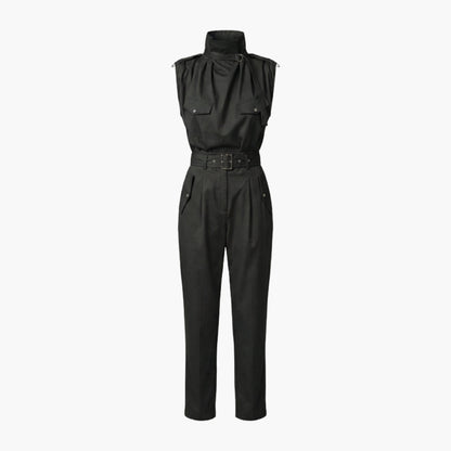 Sutton | Women’s Sleeveless High Neck Belted Utility Jumpsuit