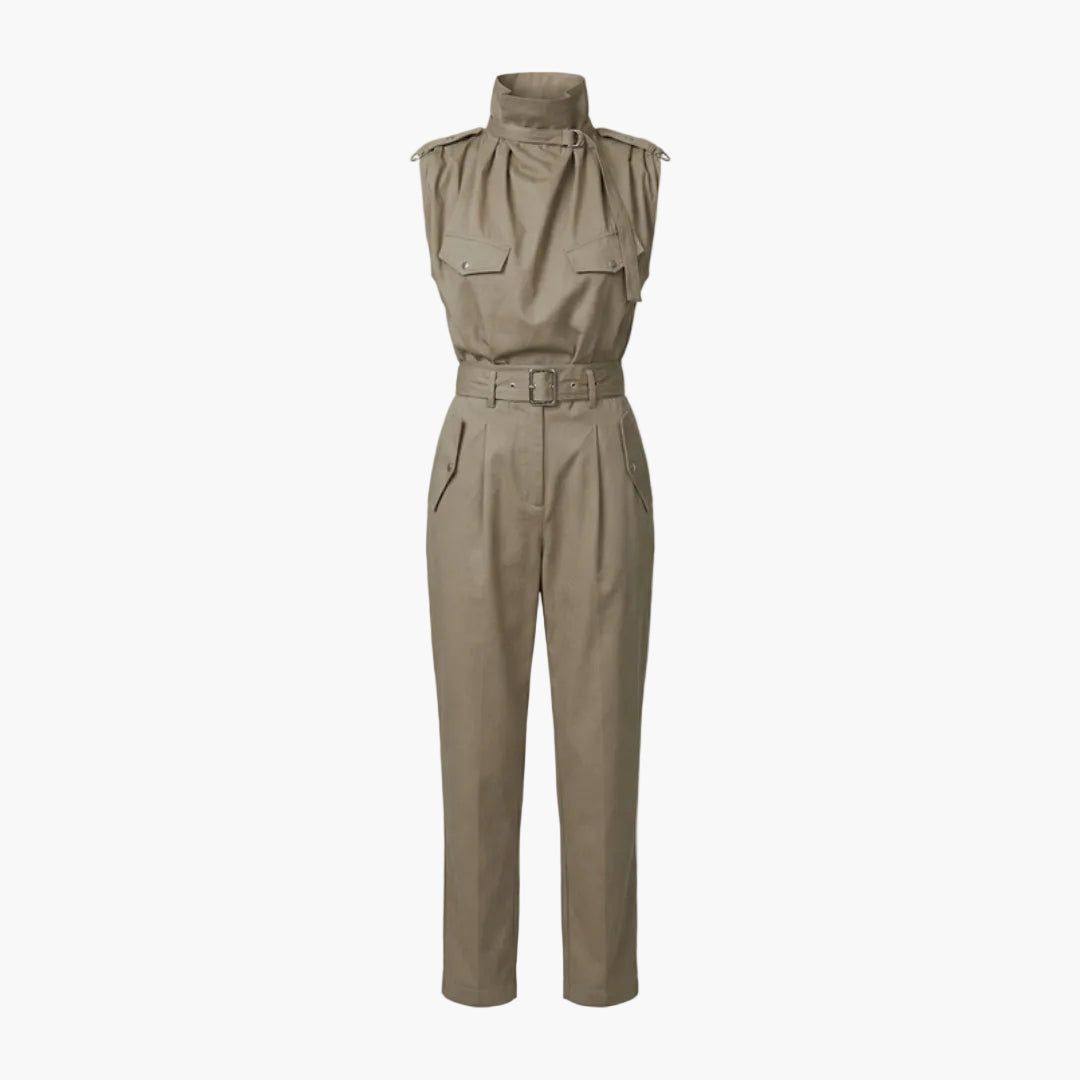 Sutton | Women’s Sleeveless High Neck Belted Utility Jumpsuit