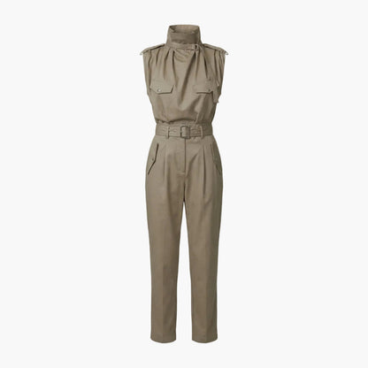 Sutton | Women’s Sleeveless High Neck Belted Utility Jumpsuit