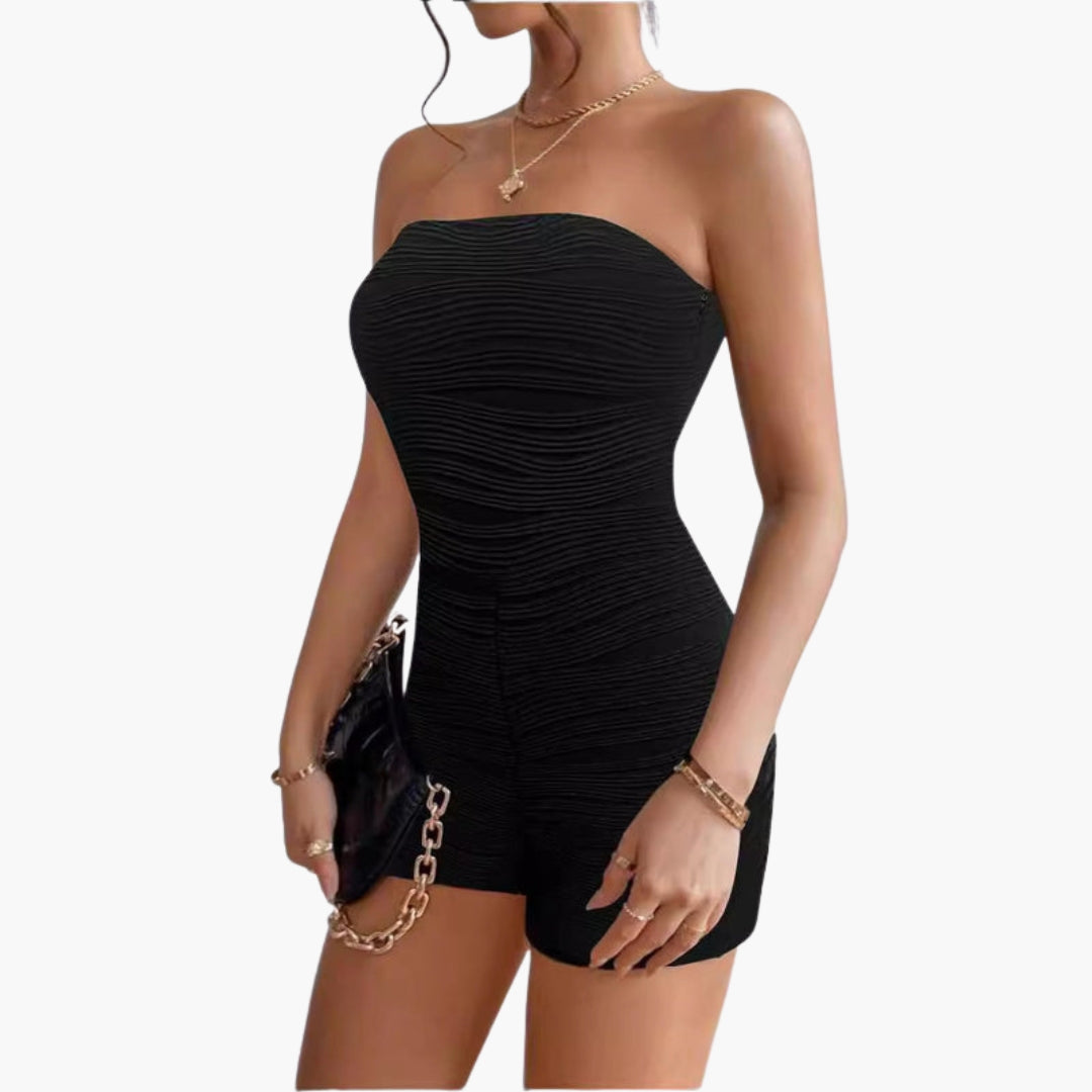 Sienna | Women’s Strapless Ruched Romper with Gathered Texture