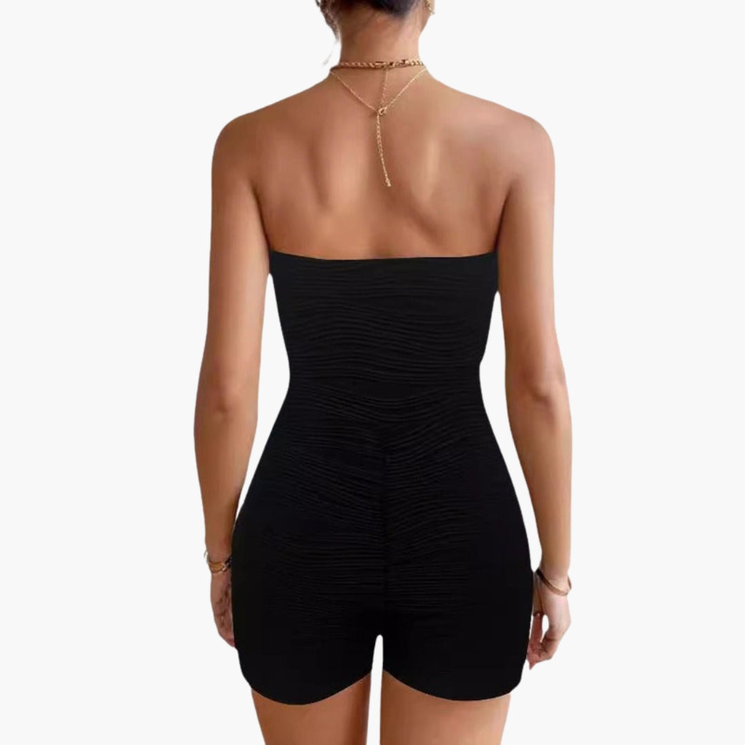 Sienna | Women’s Strapless Ruched Romper with Gathered Texture