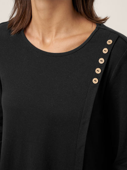 Harper | Women’s Cotton-Linen Contrast Panel Long Sleeve Shirt