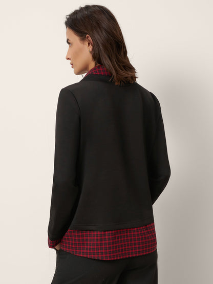 Linden | Women’s Johnny Collar Long Sleeve Layered Hem Top