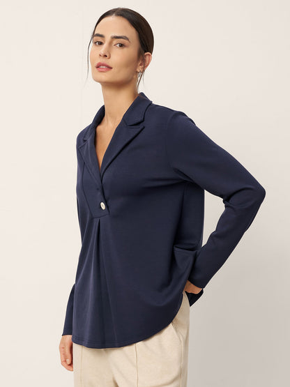 Reese | Women’s Notched Pleat Long Sleeve Top