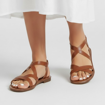 Lyra | Women’s Crisscross Strap Flat Roman Sandals