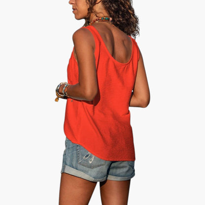 Marlowe | Women’s Tank Top with Rounded Neckline and Decorative Buttons