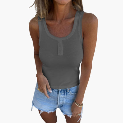 Paisley | Women’s Ribbed Knit Tank Top with Front Buttons