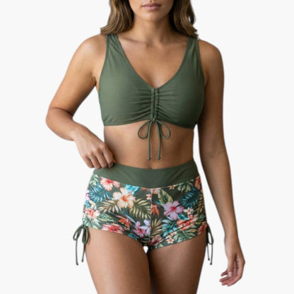 Elodie | Women’s Floral Two-Piece Swimsuit with High-Waisted Shorts