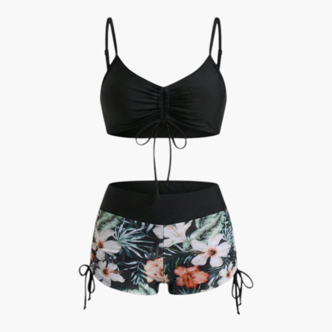 Elodie | Women’s Floral Two-Piece Swimsuit with High-Waisted Shorts