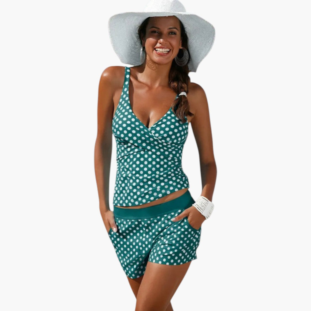 Tessa | Women’s Polka Dot Bikini Set with High-Waisted Shorts