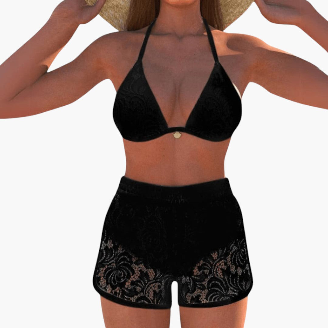 Ariella | Women’s Halter Neck Two-Piece Swimsuit with Lace Trim
