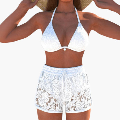 Ariella | Women’s Halter Neck Two-Piece Swimsuit with Lace Trim