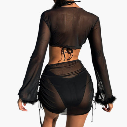 Violetta | Women’s Bikini Set with Long Sleeve Sheer Cover-Up