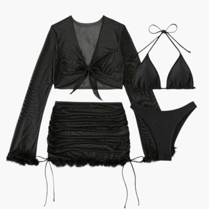 Violetta | Women’s Bikini Set with Long Sleeve Sheer Cover-Up