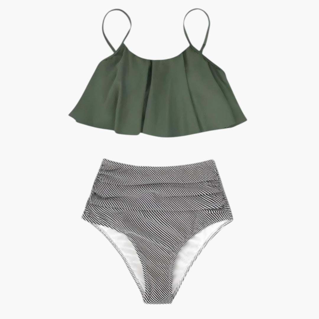 Elowen | Women’s Two-Piece Swimsuit Set with Ruffled Top