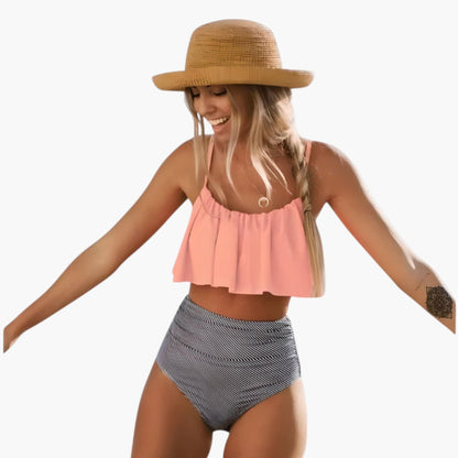 Elowen | Women’s Two-Piece Swimsuit Set with Ruffled Top