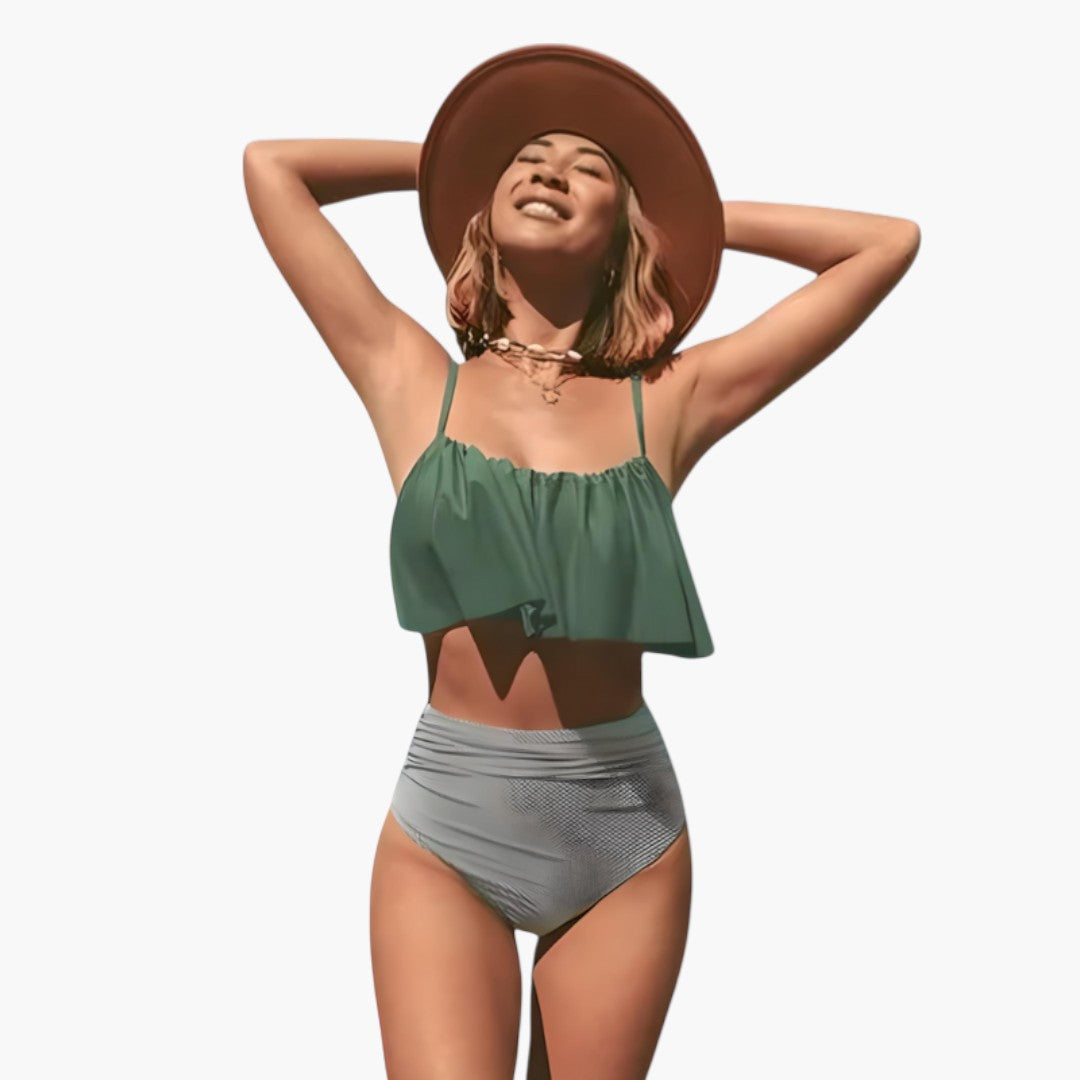 Elowen | Women’s Two-Piece Swimsuit Set with Ruffled Top