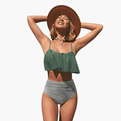 Elowen | Women’s Two-Piece Swimsuit Set with Ruffled Top