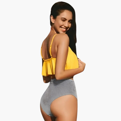 Elowen | Women’s Two-Piece Swimsuit Set with Ruffled Top