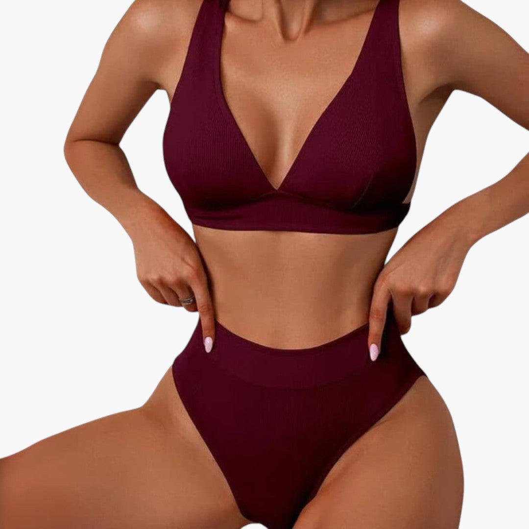 Tinsley | Women’s Ribbed Two-Piece Swimsuit with Wide Straps