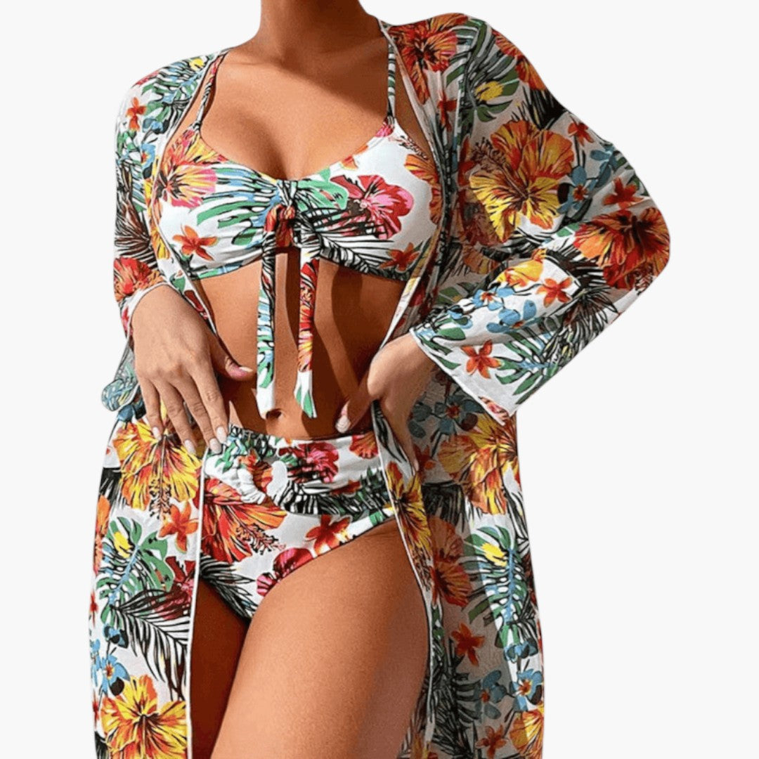 Sabrina | Women’s Floral Print Bikini Set with Tie-Front Top