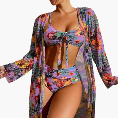 Sabrina | Women’s Floral Print Bikini Set with Tie-Front Top
