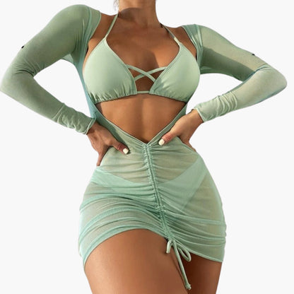 Ella | Women’s Three-Piece Swimsuit Set with Long Gauze Skirt