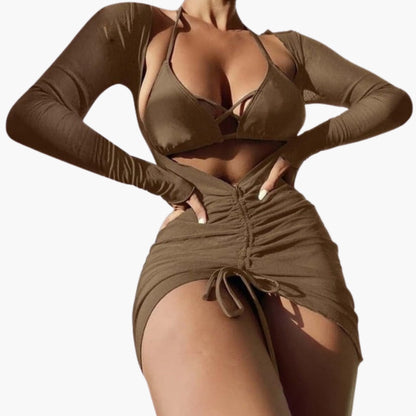 Ella | Women’s Three-Piece Swimsuit Set with Long Gauze Skirt
