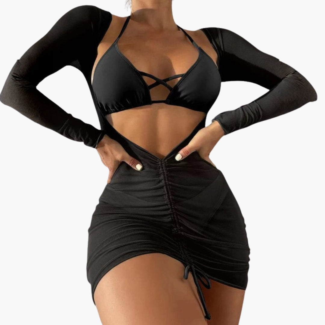 Ella | Women’s Three-Piece Swimsuit Set with Long Gauze Skirt