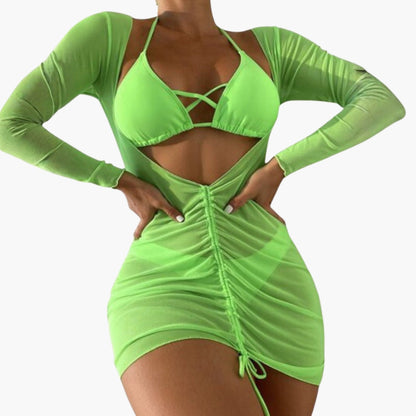 Ella | Women’s Three-Piece Swimsuit Set with Long Gauze Skirt