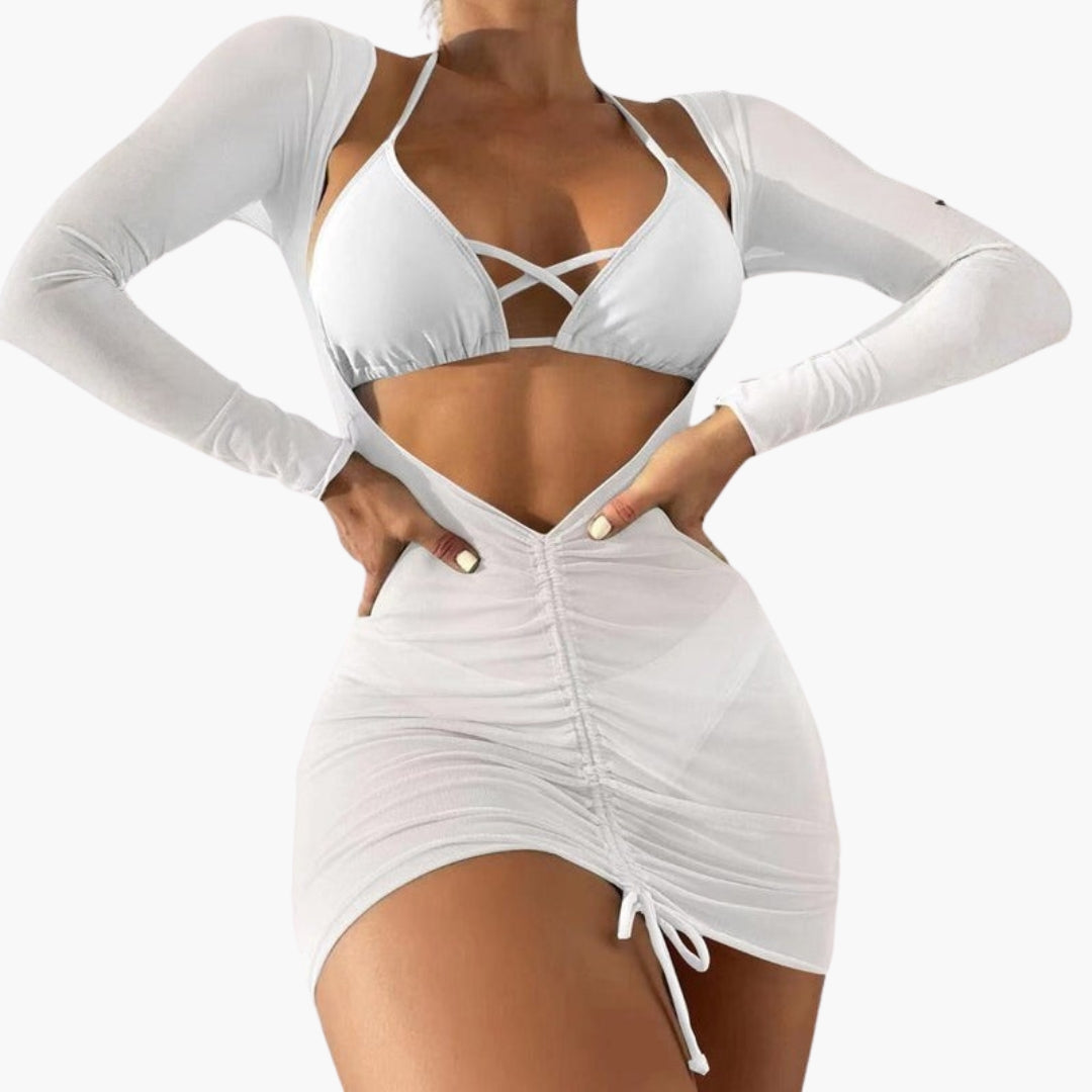 Ella | Women’s Three-Piece Swimsuit Set with Long Gauze Skirt