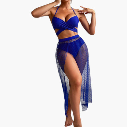 Maribelle | Women’s Three-Piece Swimsuit Set with Mesh Skirt