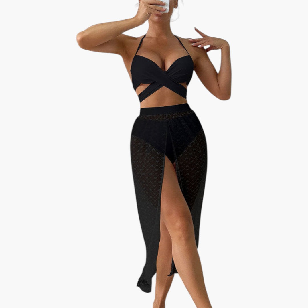 Maribelle | Women’s Three-Piece Swimsuit Set with Mesh Skirt